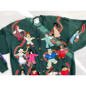 vtg Susan Bristol traditional folk clothing novelty embroidered cardigan sweater